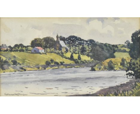 (ARR) Norman Wilkinson CBE RI (British, 1878-1971) - ' River Bann ' - A 20th century watercolour on paper landscape painting 