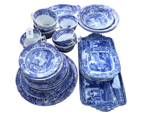 Spode Italian pattern cups, saucers and plates, and a matching earlier sandwich set in the same pattern