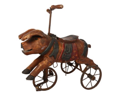 A Vintage style toy pig child's tricycle, H48.5cm overall