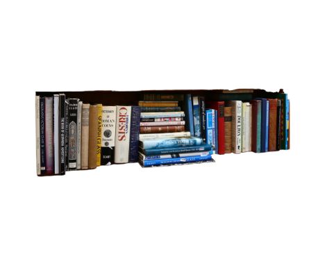 A shelf full of Antiques reference books, including Roman coins, stained glass, snuffboxes and enamels