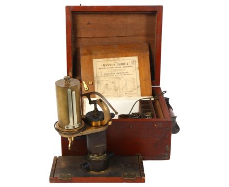 An Antique McInnes-Dobbie patent steam engine indicator, in original mahogany case