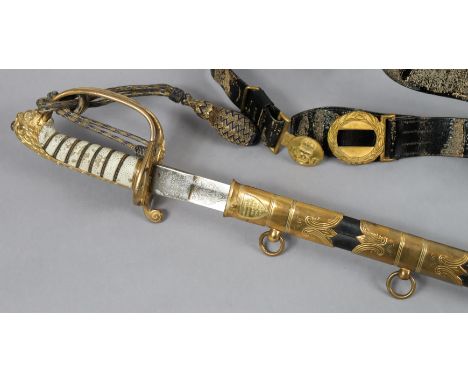 A Victorian British Royal Navy Officer’s dress sword by Henry Wilkinson of Pall Mall, London, having a 79cm long single-edged