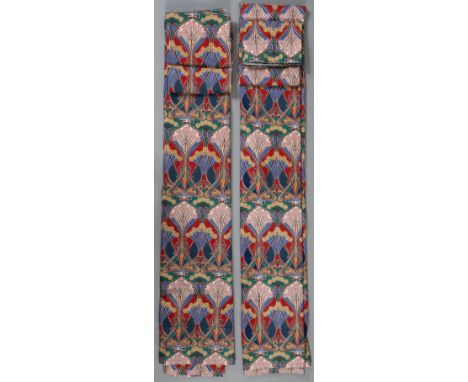 A pair of Liberty lanthe pattern curtains, 186cm wide x 182cm drop; a Laura Ashley floral-pattern curtain; a similar length o