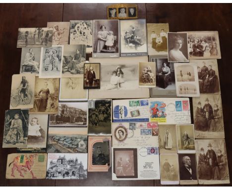 Approximately forty various vintage photographs &amp; postcards. 