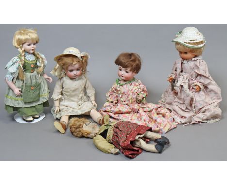 A vintage Wiefel &amp; Co. bisque head girl doll (W &amp; Co. Thuringta 8), having painted features &amp; composition body, 5