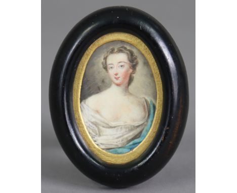 School of CHRISTIAN FREDERICH ZINKE (1683-1767) A portrait miniature of a lady, possibly after Sir Peter Lely, 4.8cm x 3.9cm 