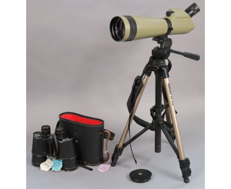 A Kowa (Japanese) “TSN-1” telescope; a pair of Safari 10 x 50mm field glasses, cased; &amp; a camera tripod.