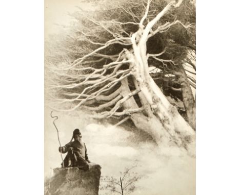 Chin San Long (Lang Jingshan) (Chinese, 1892-1995). Photograph titled "Zhang Daqian (Cypress Trees)," executed 1963, depictin