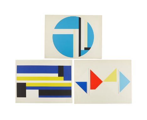 Ilya Bolowtsky (Russian/American, 1907-1981). Group of three color screenprints on paper depicting geometric forms. All penci