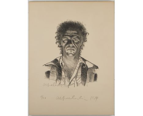 Alfred Leslie (American, b. 1927). Self portrait print signed, dated 1974, and editioned 9/50 in pencil along the lower edge.
