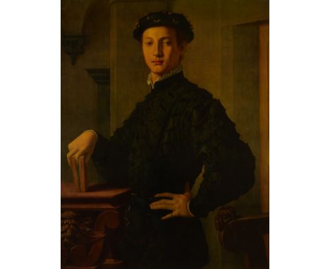 Print on board after "Portrait of a Young Man" by Bronzino (Agnolo di Cosimo di Mariano) (Italian, 1503-1572). The fashionabl