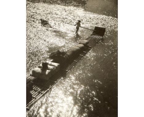 Chin San Long (Lang Jingshan) (Chinese, 1892-1995). Photograph titled "The Raft," executed 1930, depicting a woman steering a