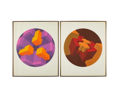 Marko Spalatin (American, b. 1945). Group of two geometric silkscreen prints, titled "Oblik V" and "Oblik IX." Both pencil si