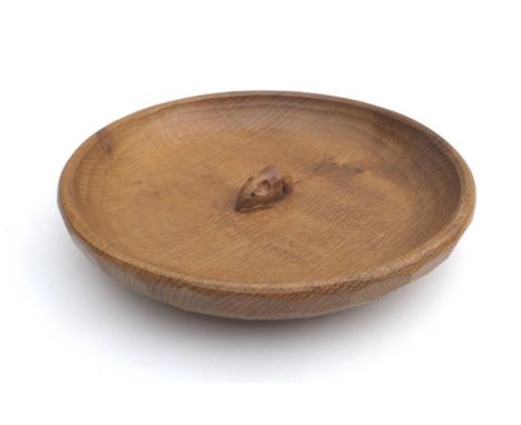 Robert 'Mouseman' Thompson of Kilburn (British, 1876-1955): an English oak circular dished fruit bowl, with carved mouse sign