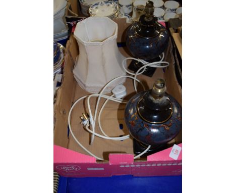 TWO CERAMIC LAMPS WITH SHADES