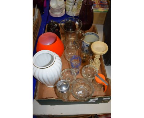 TRAY CONTAINING GLASS WARES, CERAMIC ITEMS