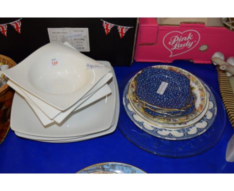 WHITE GLAZED CERAMIC DISHES AND BOWLS