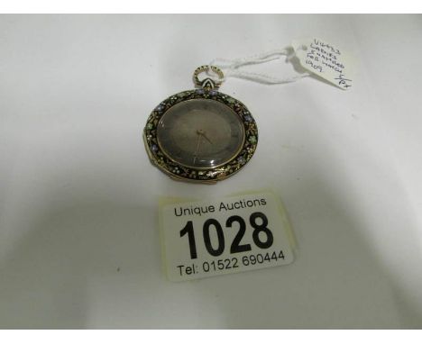 An enamel ladies fob watch, 1909