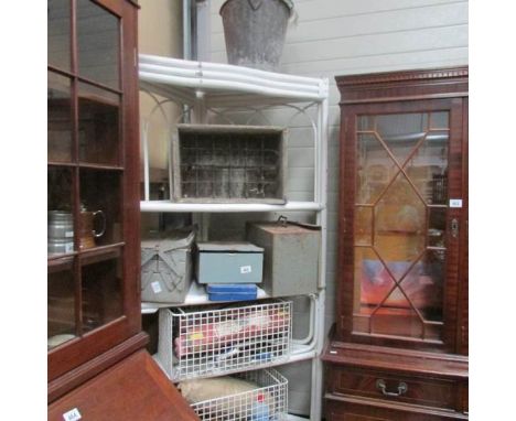 A bamboo corner shelf unit