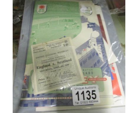 A programme and ticket for England v Scotland at Wembley 1949 and other ephemera