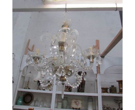 A 5 light glass chandelier
