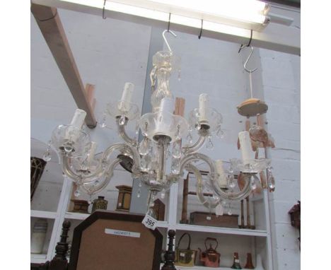 A 9 light glass chandelier