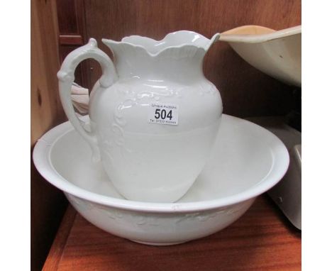 A white jug and basin set