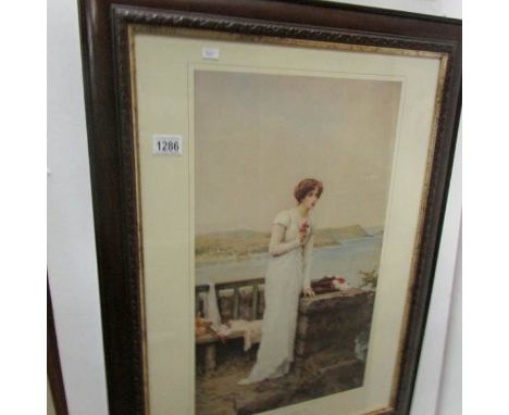A framed and glazed romantic scene print, Marcus Stone 1903