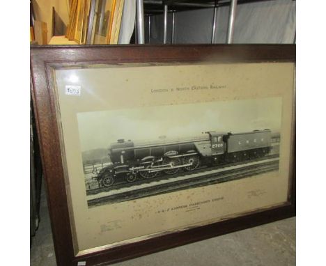 A works photograph of LNER Express Passenger engine A1 class, 'Papyrus' Doncaster 1928 in oak frame, approx 25" x 35"