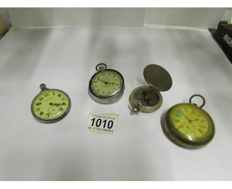 3 pocket watches including Jaeger-Lecoutre and a USA compass