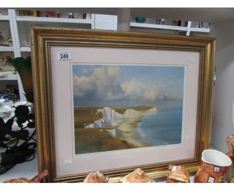 A framed Frank Wootton limited edition print 'Along the Seven Sisters', signed