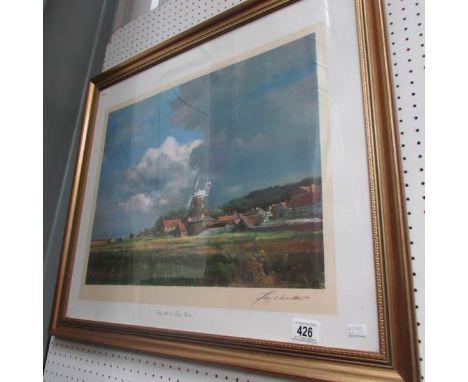 A framed signed print 'Cley Mill' by Frank Wootton
