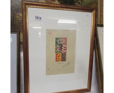 An artist's proof print signed H Matisse, 'Le Panneau au Masque' 1947