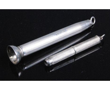 A modern silver cigar punch, having engine turned decoration and suspension loop, maker S.J. Rose &amp; Sons, Birmingham 1978
