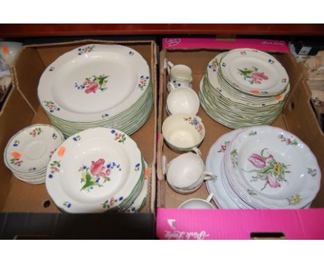 A Spode part dinner service in the Marlborough Sprays pattern; together with a modern French Lorraine Filet Vert part dinner 