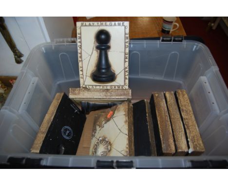 A set of eight plaster wall plaques relating to chess