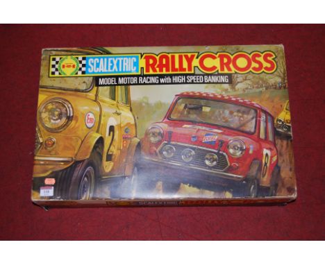 A boxed Scalextric rally cross model motor racing set with high speed banking