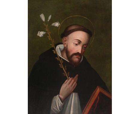 Attributed to Bernardo Bitti (Camerino, Italy, 1548 - Lima, 1610) "Saint Dominic de Guzmán" Oil on canvas. 66 x 85 cm.