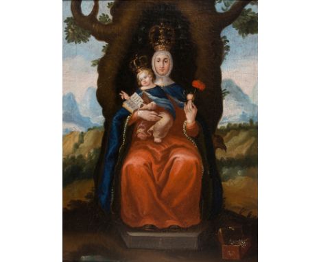 Colonial School. Early 18th century.Colonial School. Early 18th century."Our Lady of Valvanera"Oil on canvas. 62 x 46,5 cm.Th
