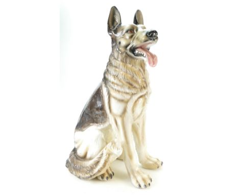 Very large Italian ceramic figure of Alsatian dog