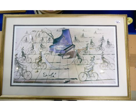 Salvador Dali Sentimental Colloquy print of cyclists. Modern Masters Collection 