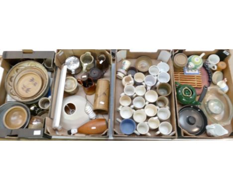 A collection of pottery and ceramic items to include Robert Lowe hand thrown studio wares. Also included are tea pots, china 