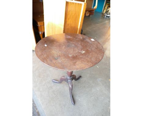 Georgian mahogany tripod tilt top table (in need of attention to leg joint/poor early restoration)  