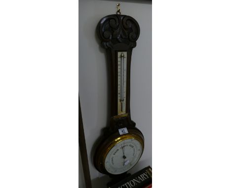 Early 20th Century oak case Android barometer