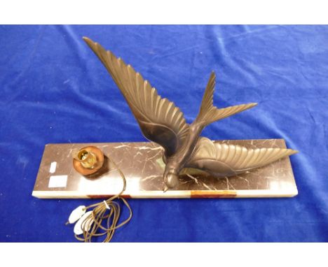 Art Deco bird sculpture on marble base