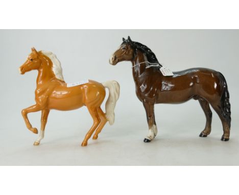 Beswick welsh cob 1793 and Beswick Palomino prancing Arab 1261 (2)