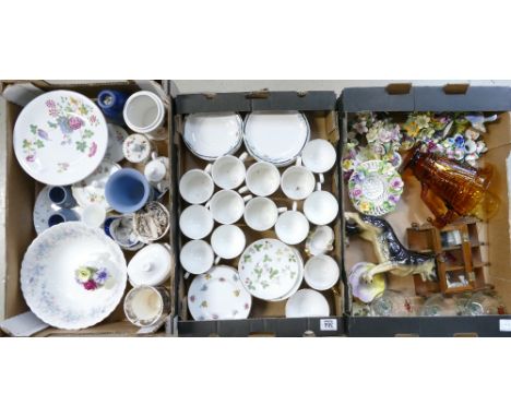 A mixed collection of items including Wedgwood Wild Strawberry pattern part tea set, Royal Doulton Juno pattern ironstone din