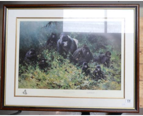 Large limited edition David Shepherd signed print titled The Mountain Gorillas of Rowanda