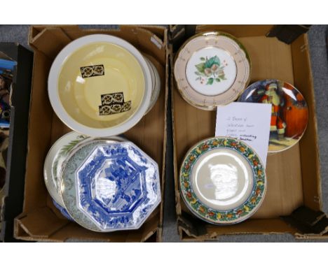 A mixed collection of items to include Spode, Carltonware and Royal Doulton collectable plates, bowls, platters (2 trays)