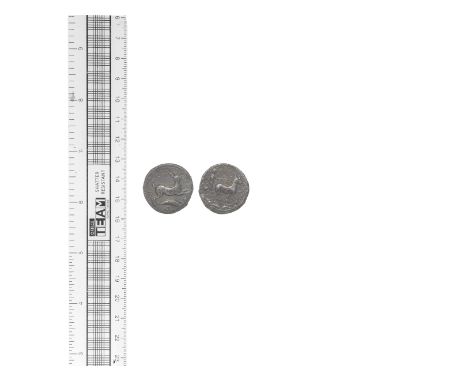 Sicily, Messana, 430-420 BC,Silver Tetradrachm, 16.35g, Obv. Biga of mules driven r by standing female charioteer, in exergue